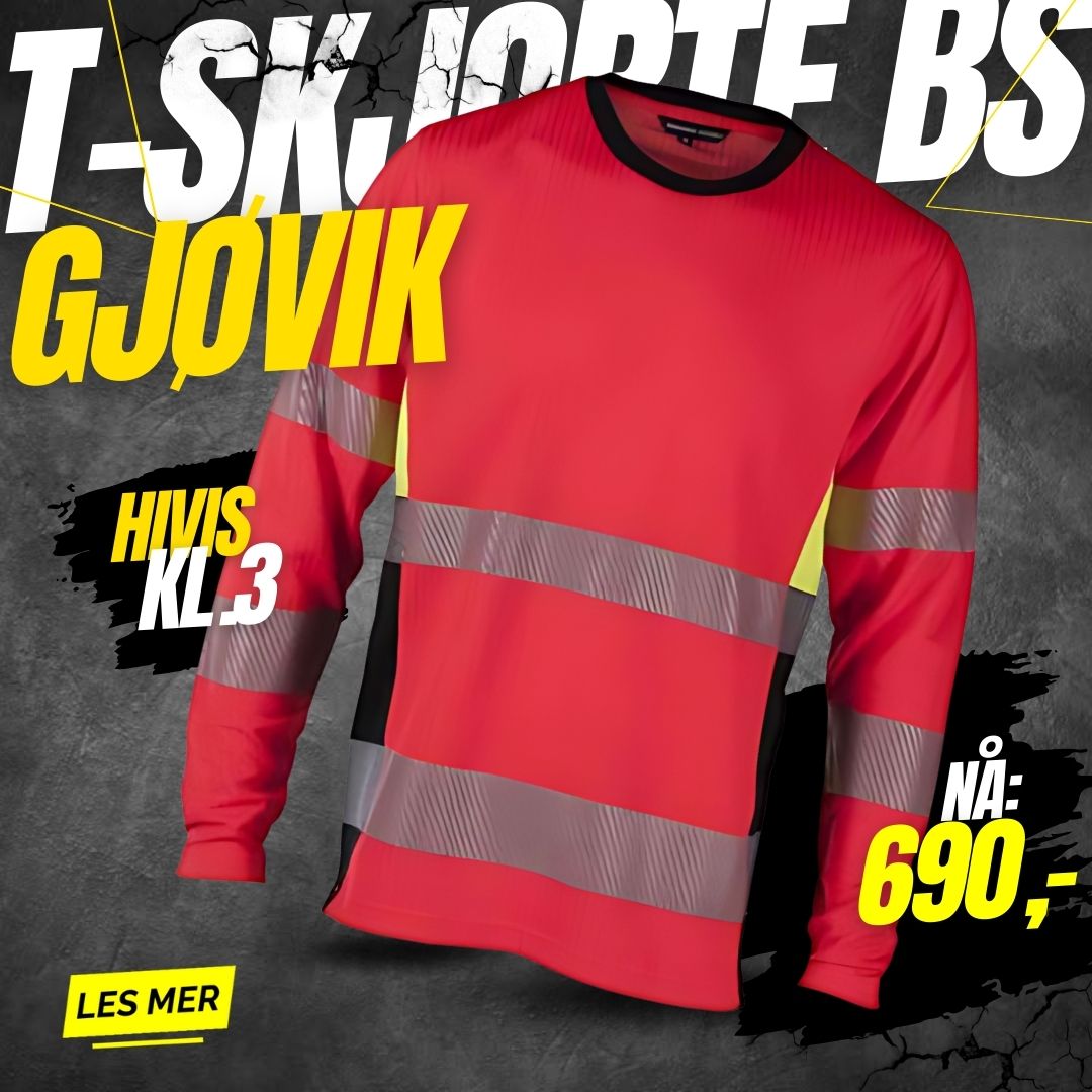 T-skjorte lang erme BS Gjøvik HiVis kl.3 (677279)