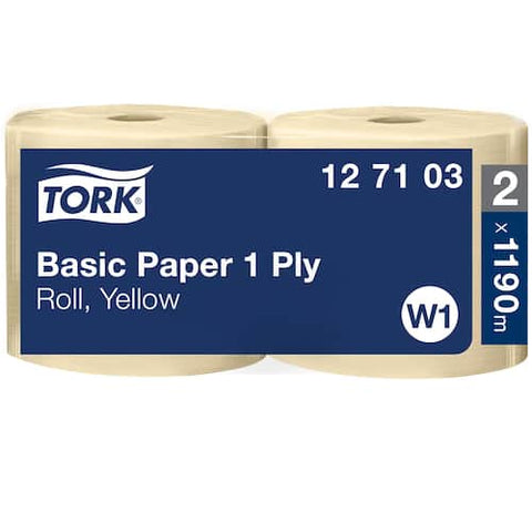Tørkepapir Basic Stor Rull Tork W1 Gul 1-Lag 2x2stk Tørkepapir Basic Stor Rull Tork W1 Gul 1-Lag 2x2stk