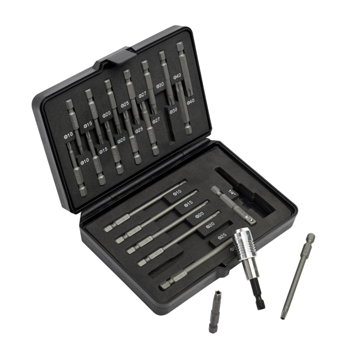 Bitssett Torx med hull, 22 deler Ironside