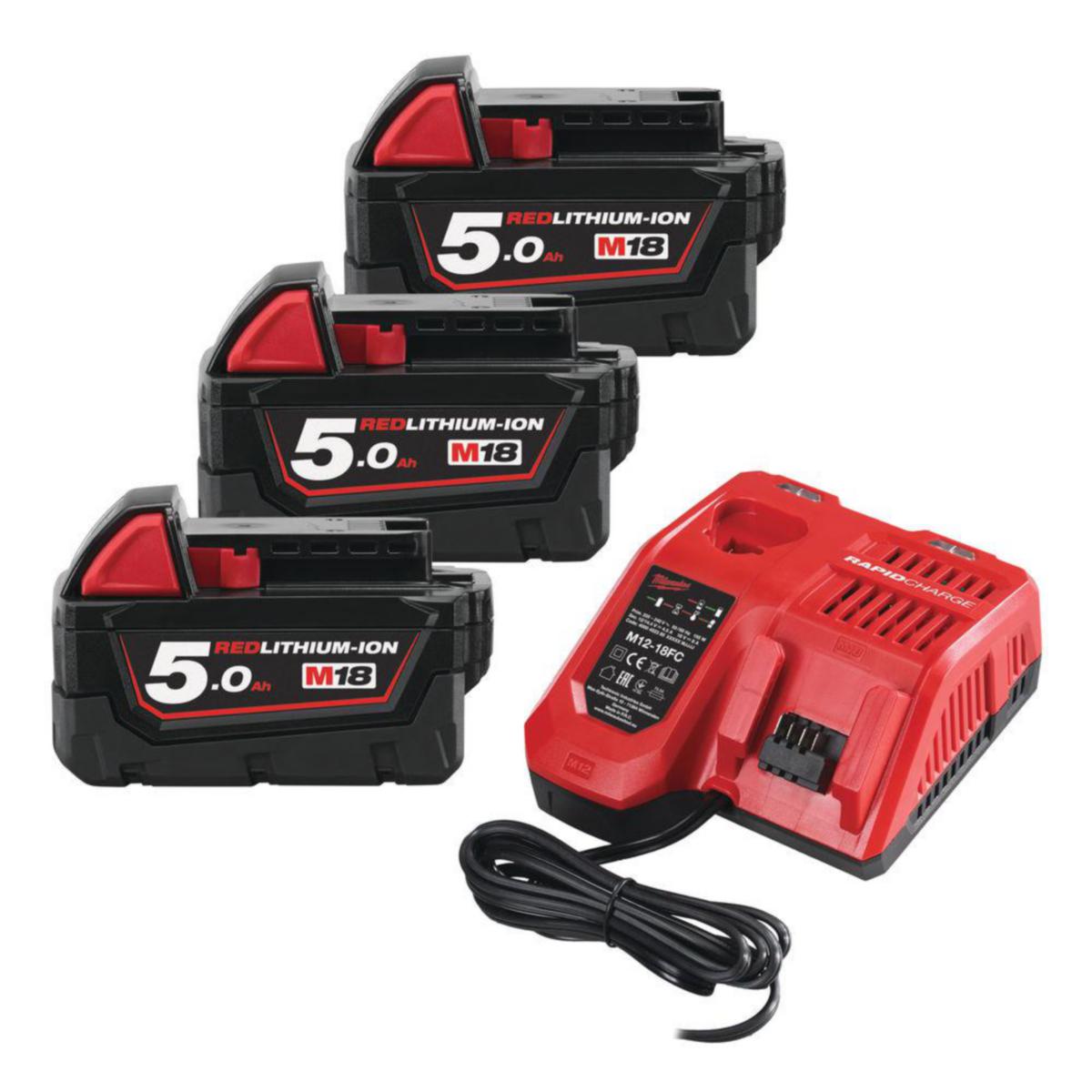 Batterisett Milwaukee M18 18V 3x5.0Ah