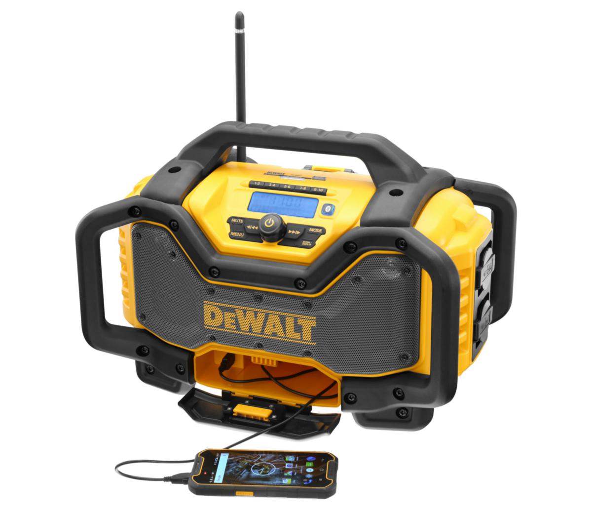 Arbeidsradio Dewalt DCR027 med lader. Bluetooth fra DEWALT