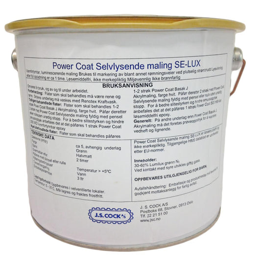 Fluorescerende og selvlysende maling Se-Lux - Power Coat®