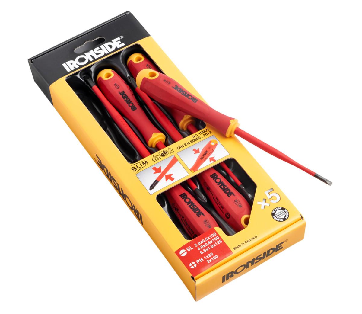 Isolert skrutrekkersett 1000V Slim Ironside