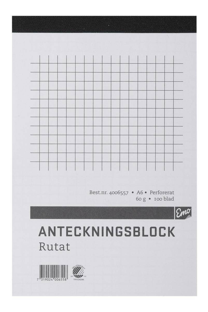Skriveblokk A6 Ruter