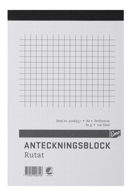 Skriveblokk A6 Ruter