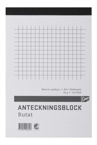 Skriveblokk A6 Ruter