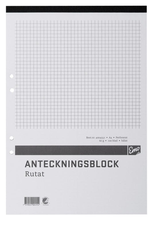 Skriveblokk A4 Ruter