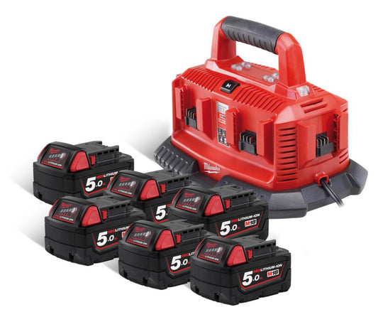 Batterisett Milwaukee M18 NRG-506C 18V 6x5.0Ah