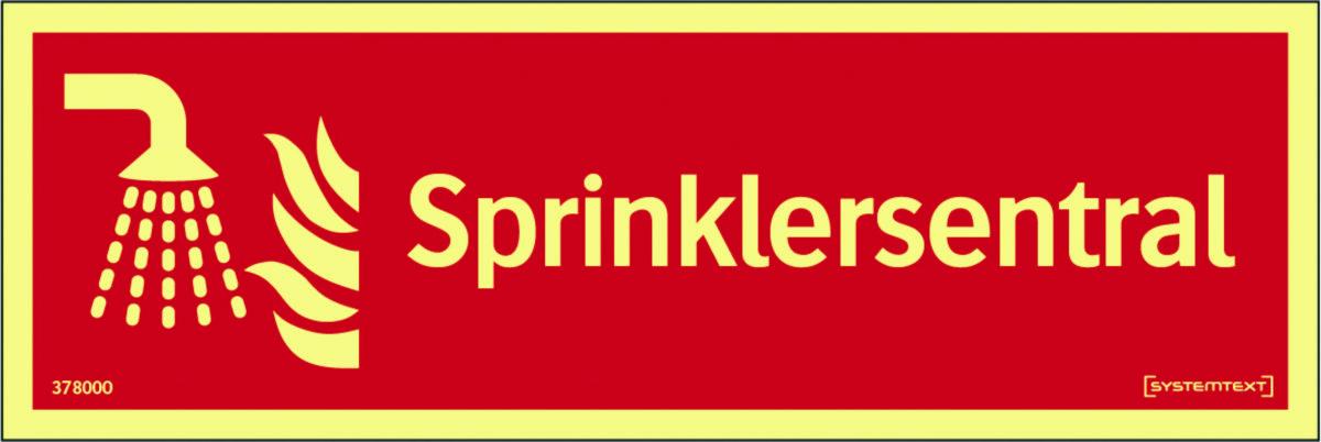 Skilt Systemtext GlowLite™ Sprinklersentral