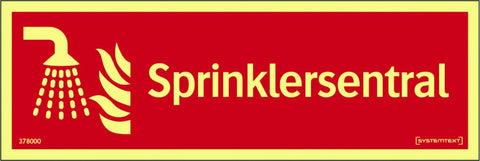 Skilt Systemtext GlowLite™ Sprinklersentral