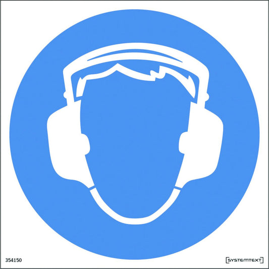 Skilt Systemtext Påbudt med hørselvern