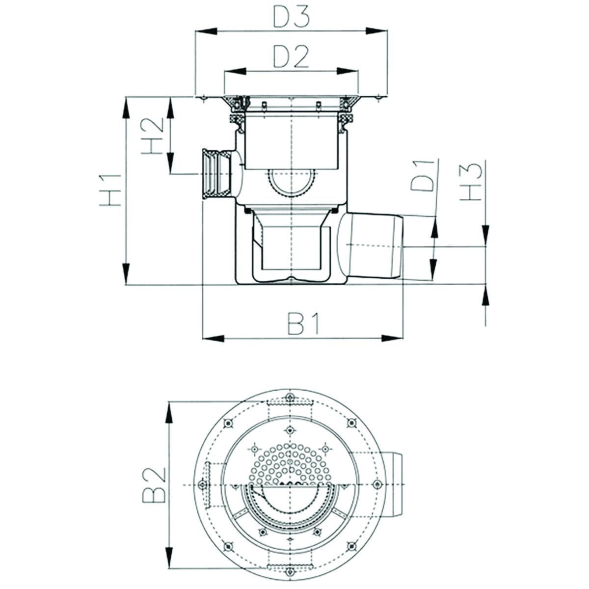 Boligsluk for betong- eller flisegulv, Ø75 mm, ACO