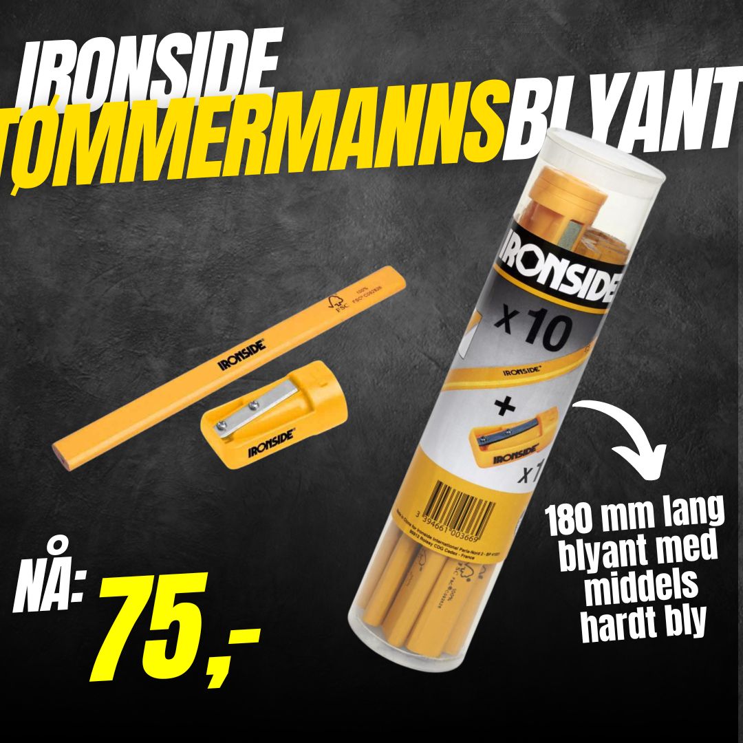 Tømmermannsblyant Ironside 10pk (393924)