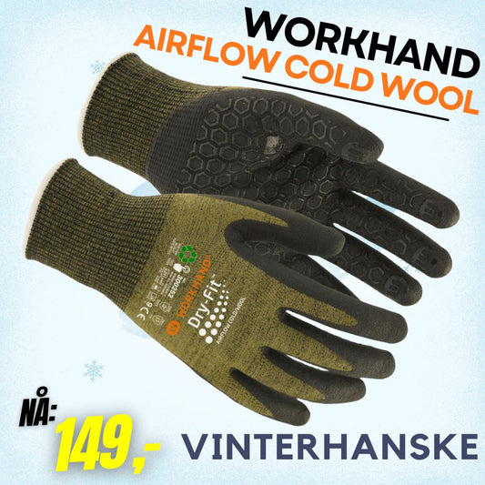 Vinterhanske Workhand Dry-Fit Airflow Cold Wool
