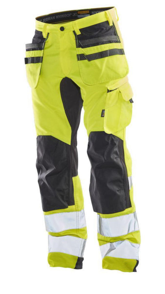 Håndverksbukse m/stretchpanel Jobman HiVis kl.2 - Jobman Workwear