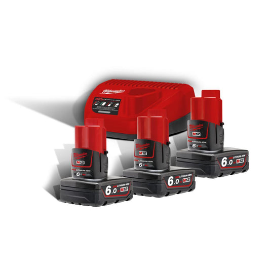 Batterisett Milwaukee M12 NRG-603 12V 3x6.0Ah