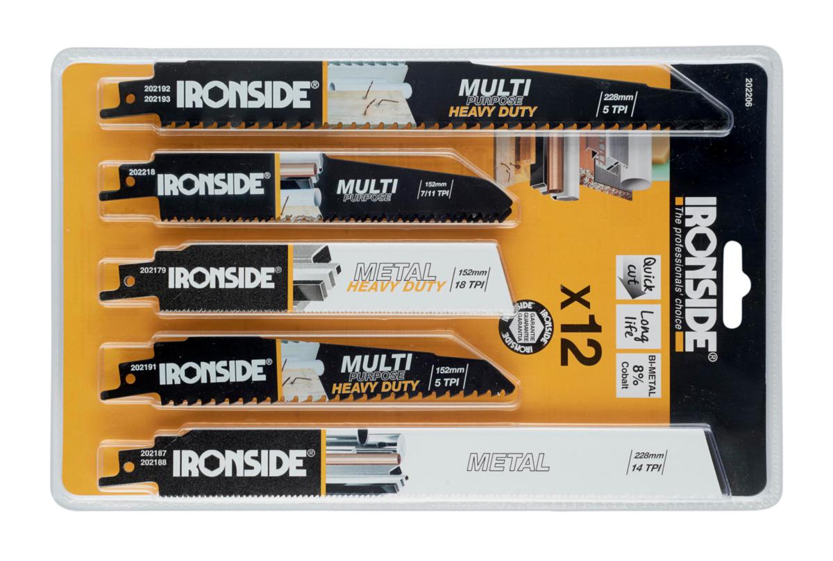 Bajonettsagbladsett Ironside Tre/Metall 12 Blad