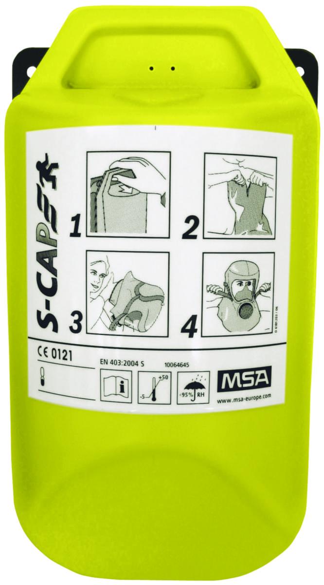 MSA S-Cap flukthette i plastboks for vegg