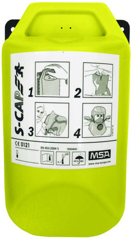 MSA S-Cap flukthette i plastboks for vegg