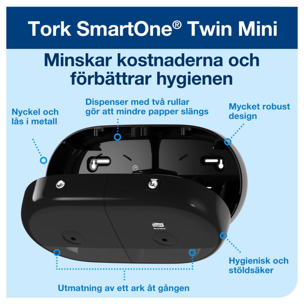 Dispenser SmartOne® Twin mini toalettrull Tork