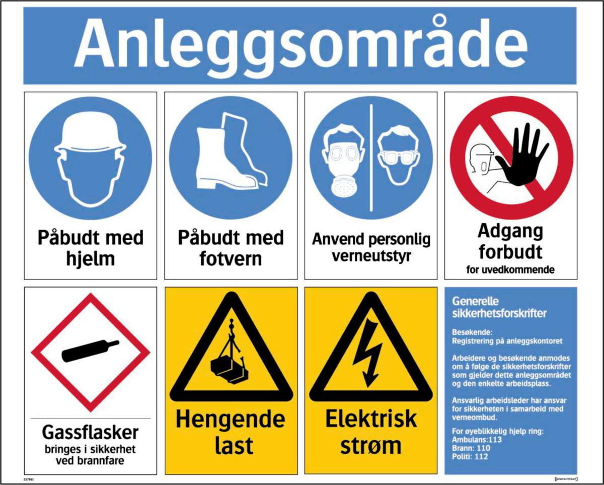 Skilt Systemtext "Anleggsområde"