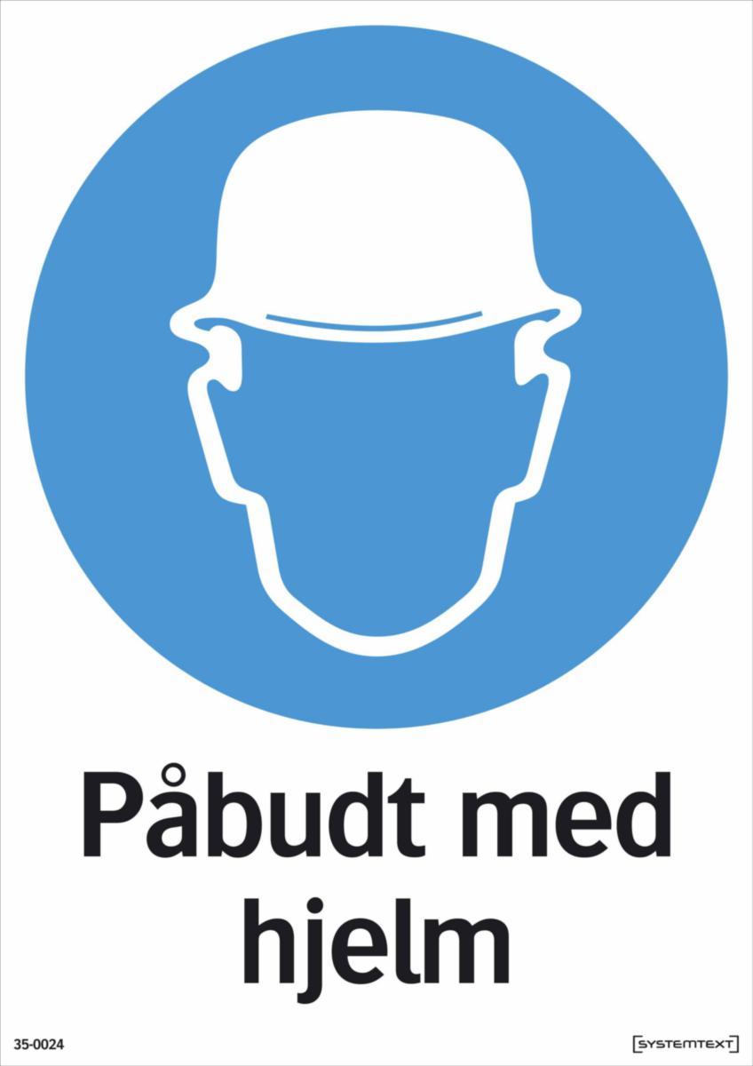 Skilt Systemtext "Påbudt med hjelm"