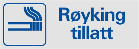 Skilt Systemtext "Røyking tillatt"