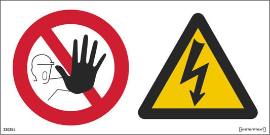 Skilt Systemtext "Adgang forbudt høyspenning/livsfare"