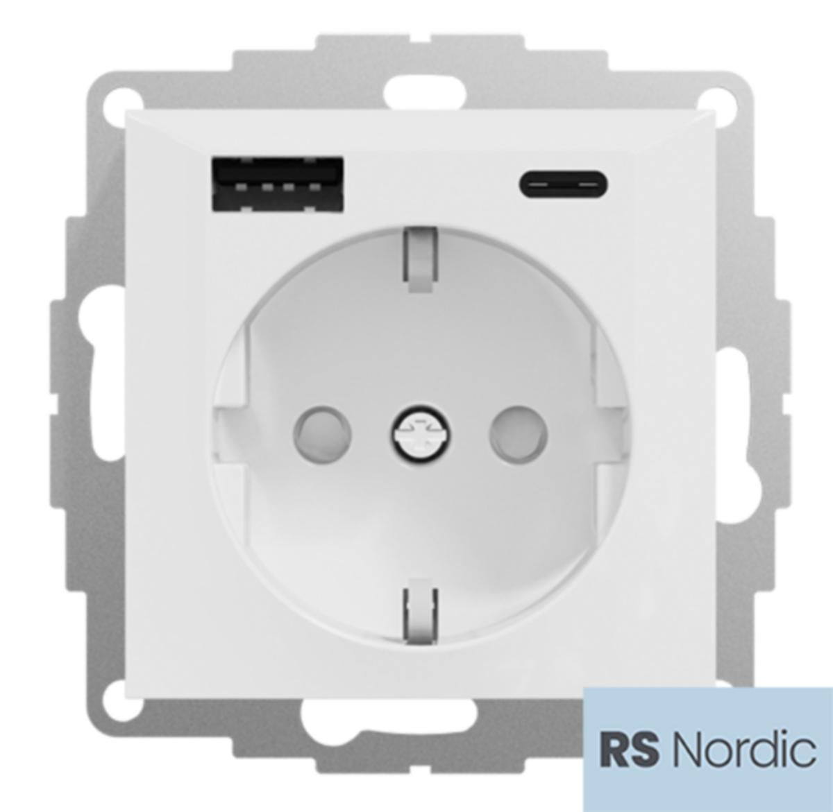 Stikkontakt med USB A+C RS Nordic - Elko