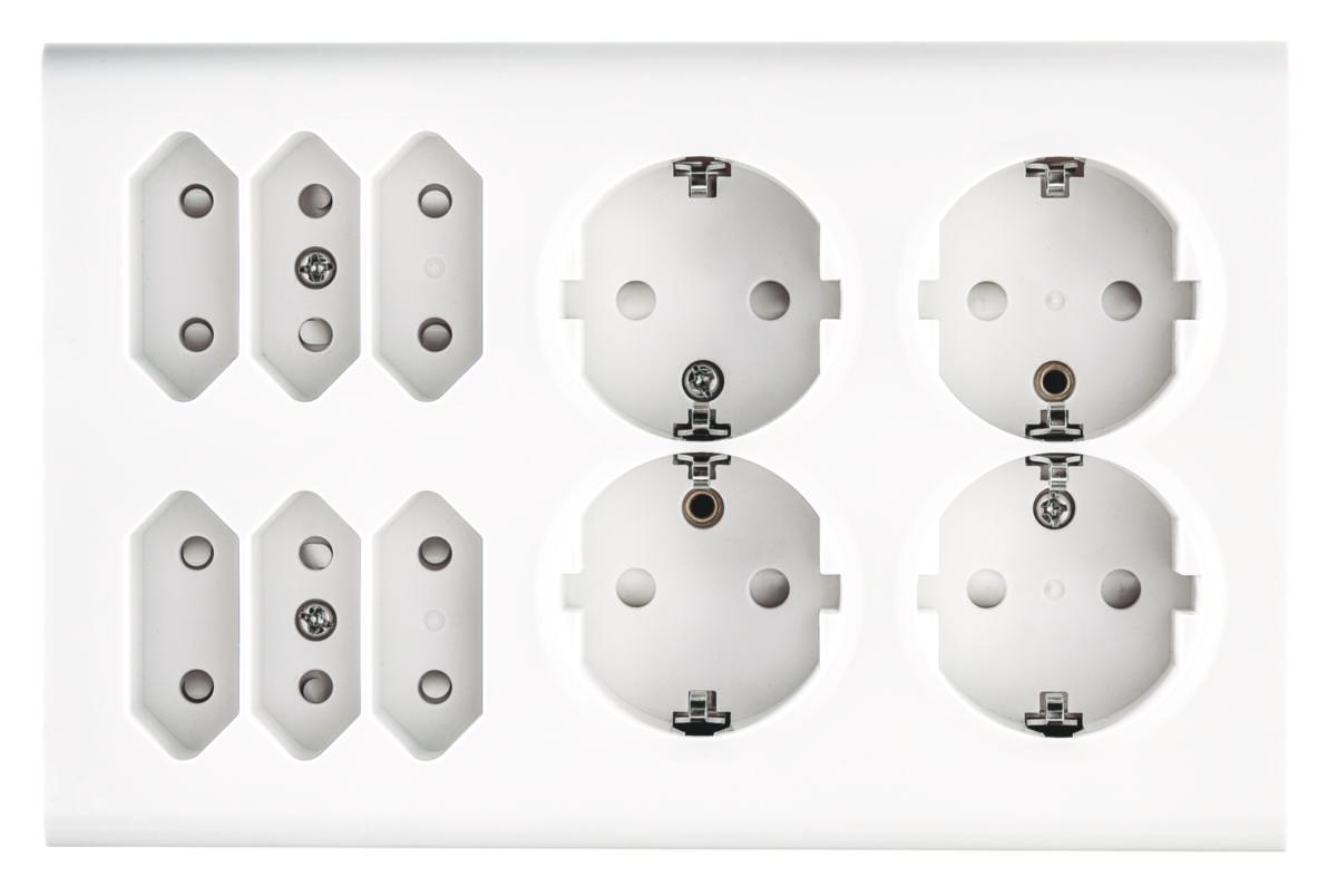 Påvegg stikk 4xSchuko med jord og barnevern - 16