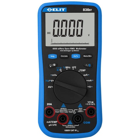 Multimeter ELIT® 836BT m/blåtann og minne - Nei
