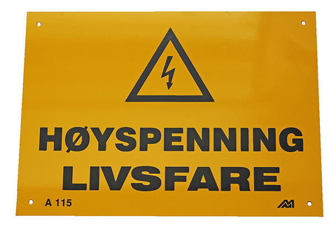 Varselskilt Melbye Høyspenning Livsfare