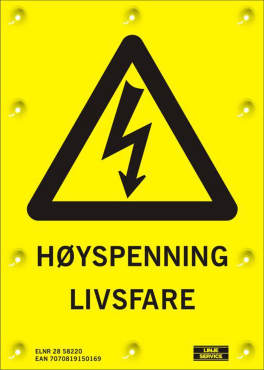 Varselskilt Linjeservice Høyspenning Livsfare