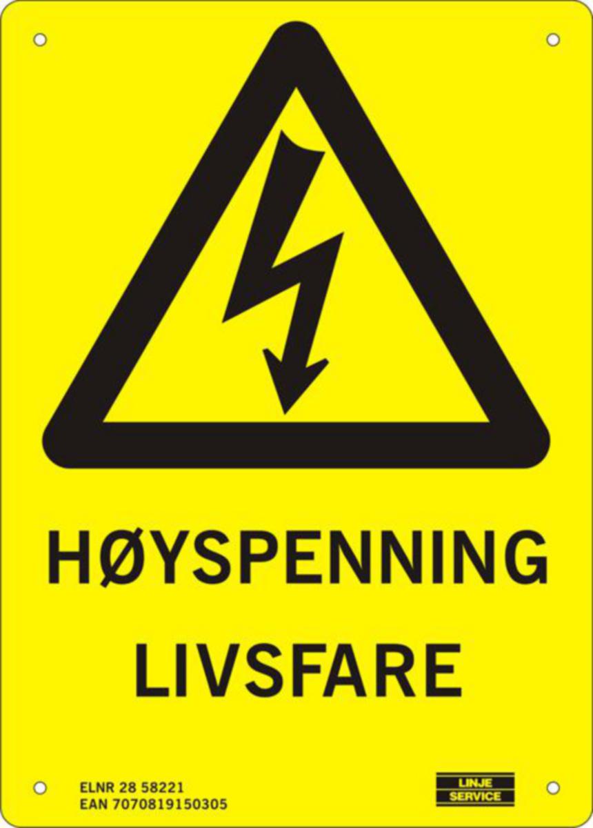 Varselskilt Linjeservice Høyspenning Livsfare