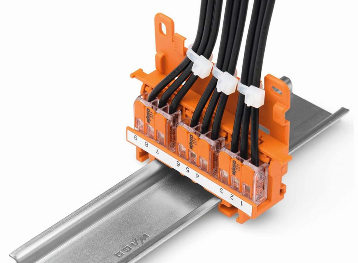 Din-skinne holder til kobklingsklemme Wago