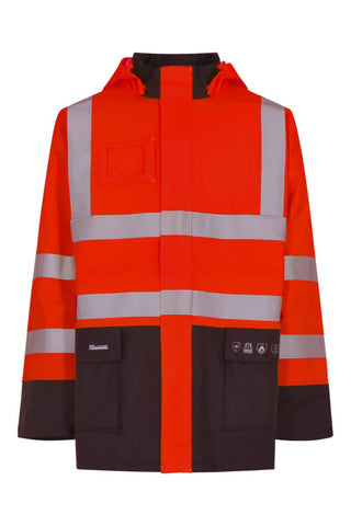 Regnjakke Lyngsøe Saturn HiVis Flammeh. Dame Rød/Marine