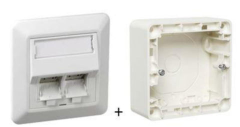 Uttak RJ45 Cat 6A RS skrå m/veggboks Sohome