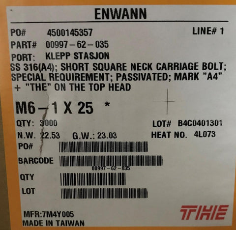 Låseskrue D603 A4 Lav 4 kant