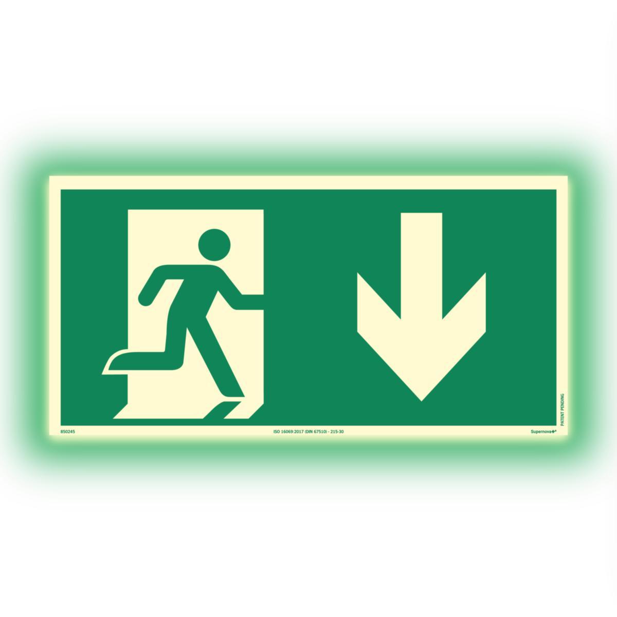 Skilt Systemtext Supernova+® Rømning Ned