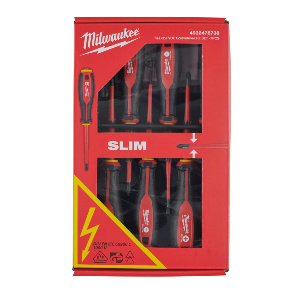 Skrutrekkersett Milwaukee TRI-LOBE 1000V PZ 7 Del