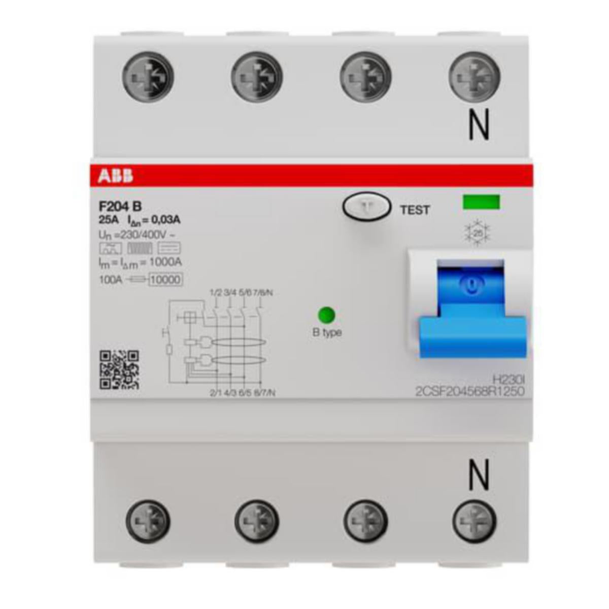 Jordfeilbryter ABB F204 B-kar - 25