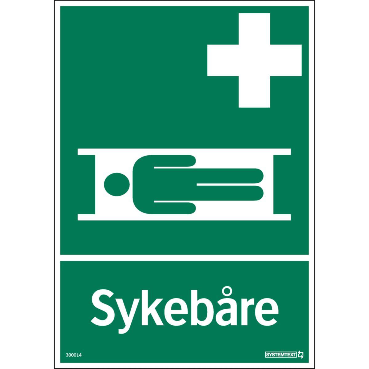 Skilt Systemtext "Sykebåre"