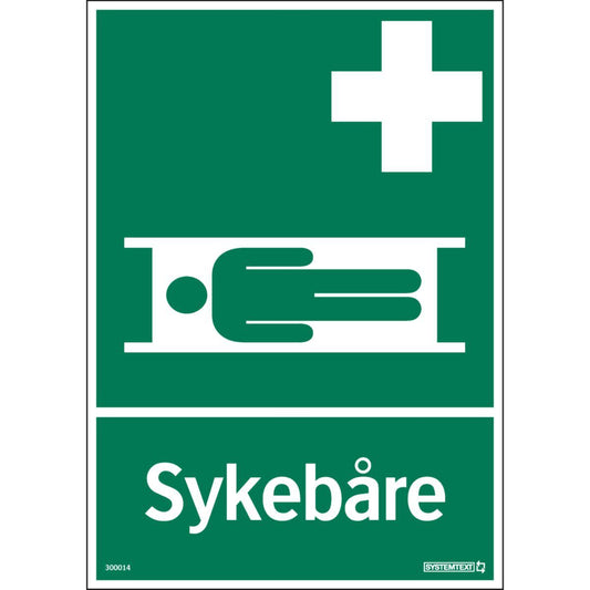Skilt Systemtext "Sykebåre"