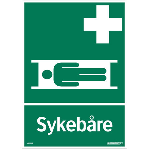 Skilt Systemtext "Sykebåre"