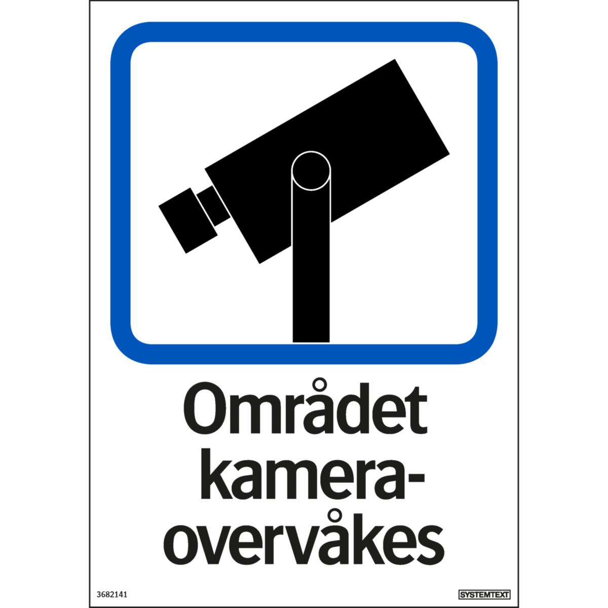 Skilt Systemtext "Området kameraovervåkes"