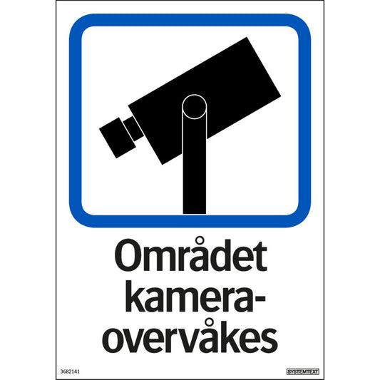 Skilt Systemtext "Området kameraovervåkes"