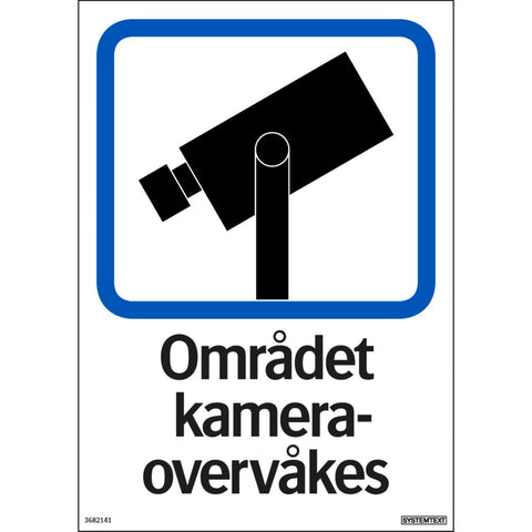 Skilt Systemtext "Området kameraovervåkes"