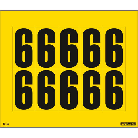Dekal Systemtext Tallmerking nummer "6" 10 stk/ark