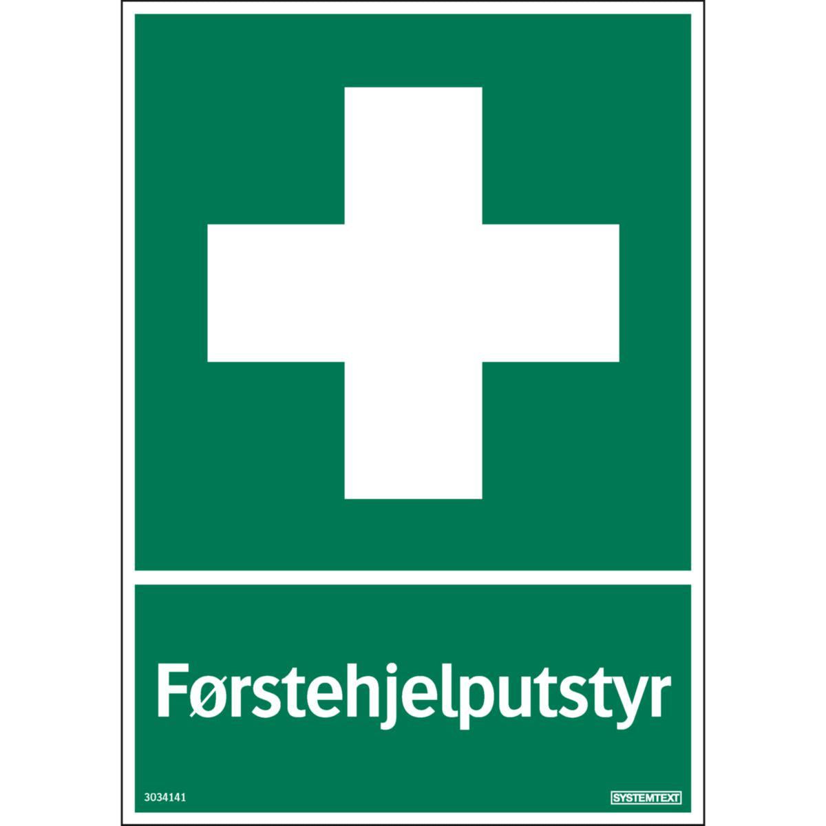 Skilt Systemtext "Førstehjelputstyr"