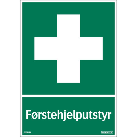Skilt Systemtext "Førstehjelputstyr"